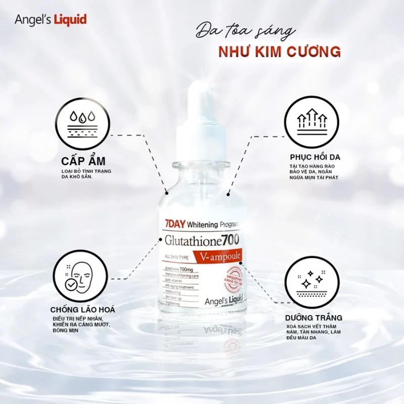 Combo Tinh Chất & Kem Dưỡng Angel's Liquid 7Day Glutathione 700 V-Ampoule 30ml & V-Cream 50ml