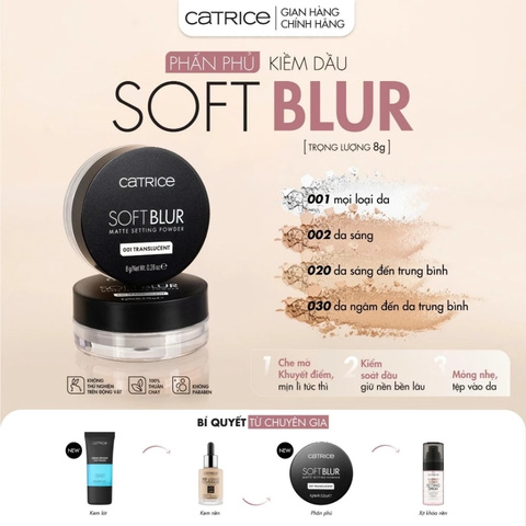 Phấn Phủ Dạng Bột Kiềm Dầu Catrice Soft Blur Matte Setting Powder 8g - 020 Light