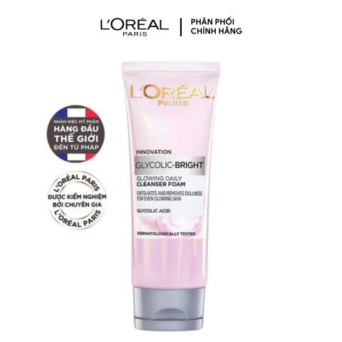 Sữa Rửa Mặt L’Oreal Sáng Da Glycolic Bright 100ml