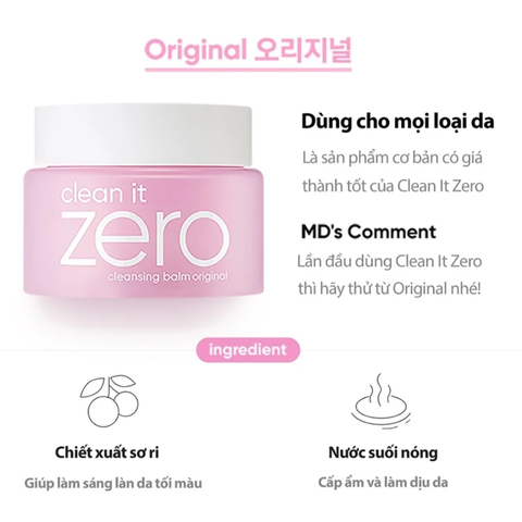 Sáp Tẩy Trang Banila Co Clean It Zero Cleansing Balm Original (Mẫu Mới) (Nhập Khẩu) - 100ml
