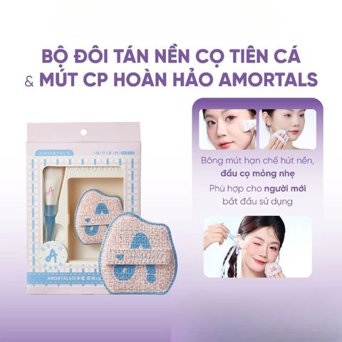 Bộ Cọ Kèm Mút Đánh Nền Nàng Tiên Cá Amortals Partner Series Base Makeup Cp Tool Box
