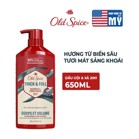 Dầu Gội Xả 2in1 Old Spice Thick & Full Shampoo & Conditioner 650ml