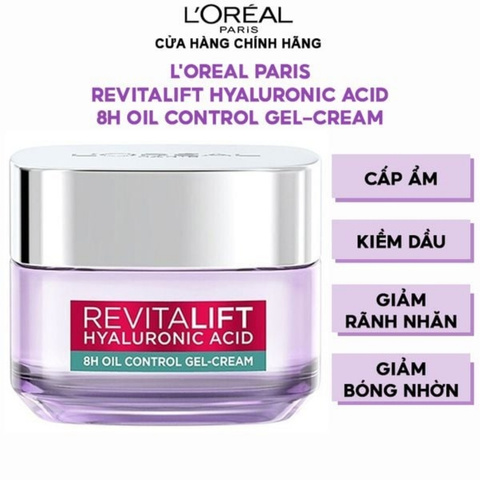 Kem Dưỡng Cấp Ẩm Kiềm Dầu,Giảm Bóng Nhờn L'Oreal Revitalift Hyaluronic Acid 8H Oil Control 50ml