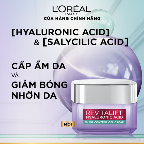 Kem Dưỡng Cấp Ẩm Kiềm Dầu,Giảm Bóng Nhờn L'Oreal Revitalift Hyaluronic Acid 8H Oil Control 50ml