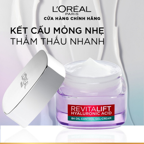 Kem Dưỡng Cấp Ẩm Kiềm Dầu,Giảm Bóng Nhờn L'Oreal Revitalift Hyaluronic Acid 8H Oil Control 50ml