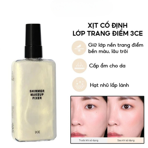 Xịt Khoáng Khóa Nền Trang Điểm 3CE Shimmer Makeup Fixer Mist 95ml (Trắng)