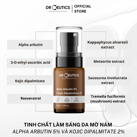 Tinh Chất Làm Sáng Da Và Hỗ Trợ Làm Mờ Thâm Nám DrCeutics Alpha Arbutin Alpha Arbutin 5% +Kojic Dipalmitate 2% 30g