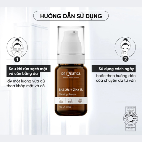 Serum Giảm Mụn, Giảm Tiết Dầu DrCeutics BHA BHA 2% + ZinC 1% Clearing 40g