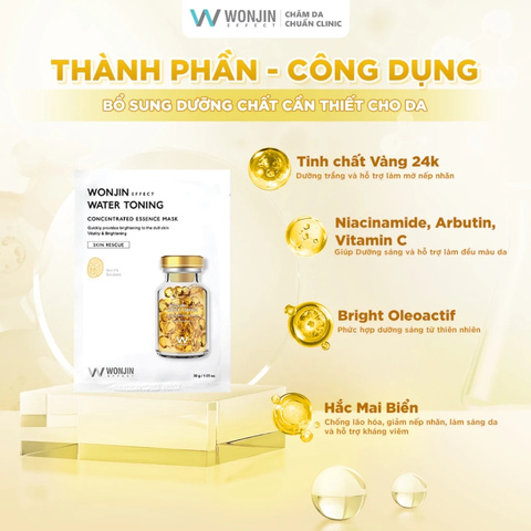 Mặt Nạ Giấy Truyền Trắng Chuyên Sâu Wonjin Effect Water Toning Concentrated Essence Mask (Mẫu Mới)