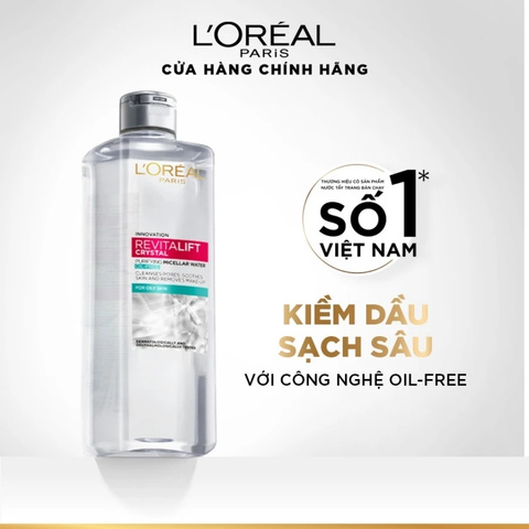 Nước Tẩy Trang L'Oreal Làm Sạch Sâu Cho Da Dầu Revitalift Crystal Micellar Water