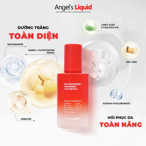 Serum Angel’s Liquid Dưỡng Trắng, Kiểm Soát Dầu, Thu Nhỏ Lỗ Chân Lông Glutathione+Niacinamide Cica 45ml