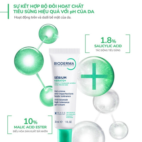 Kem Dưỡng Bioderma Giảm Mụn & Thâm Mụn Sébium Kerato+ 30ml (Mẫu Mới)
