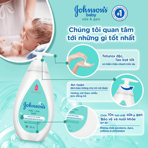 Sữa Tắm Gội Dành Cho Bé Johnson's Sữa Và Gạo Baby Bath
