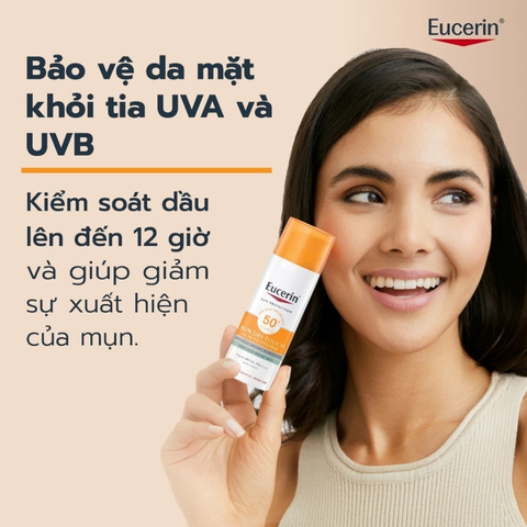 Kem Chống Nắng Kiềm Dầu & Ngừa Mụn Eucerin Sun Dry Touch Acne Oil Control SPF50+50ml (Mẫu Mới)