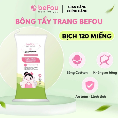 Bông Tẩy Trang Befou Natural Cotton Pads (Bông Chữ Nhật)