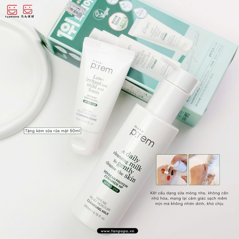 Sữa Tẩy Trang Make P:rem Safe Me Relief Moisture Cleansing Milk 200ml (Tặng kèm sữa rửa mặt 50ml)