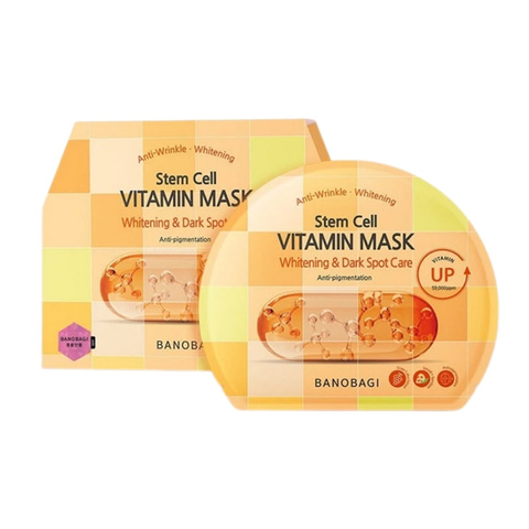Mặt Nạ Giấy Banobagi Stem Cell Vitamin Mask Dưỡng Sáng Mờ Thâm Nám Whitening & Dark Spot Care 30g (Nhập Khẩu)