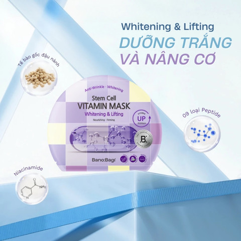 Mặt Nạ Giấy Banobagi Stem Cell Vitamin Mask Whitening & Lifting (Dưỡng Sáng, Săn Chắc Da)