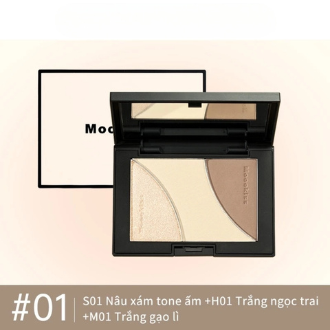 Bảng Phấn Tạo Khối 3 Màu Mooekiss Three-Color Contouring Palette 9g - 01