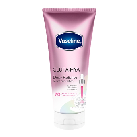 Dưỡng Thể Vaseline Sáng Da Ban Đêm Gluta-Hya Serum Burst Lotion Dewy Radiance 70X (Hồng) 300ml (Mẫu Mới)