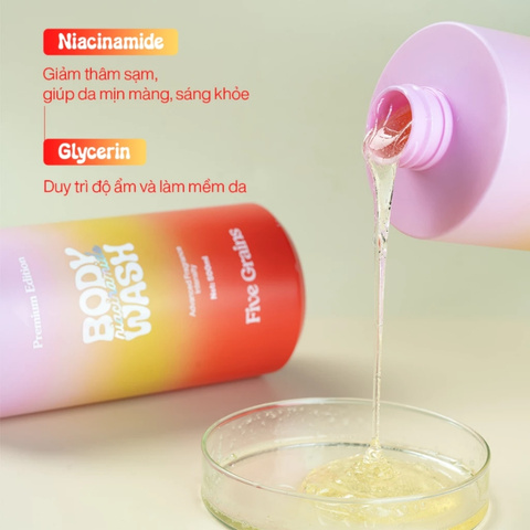 Sữa Tắm Sáng Da Hương Nước Hoa Five Grains Niacinamide Body Wash 500ml (Premium Edition)
