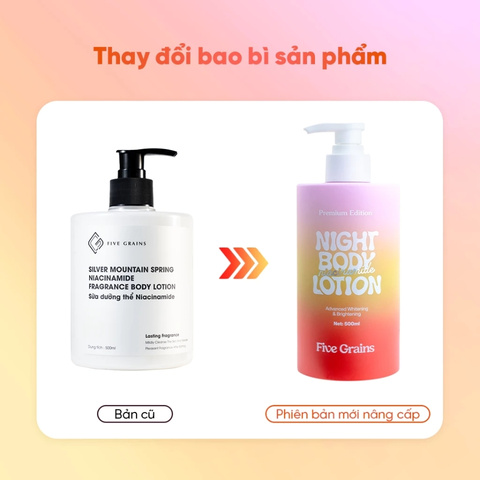 Sữa Dưỡng Thể Sáng Da Cấp Ẩm Ban Đêm Five Grains Niacinamide Night Body Lotion 500ml (Premium Edition)