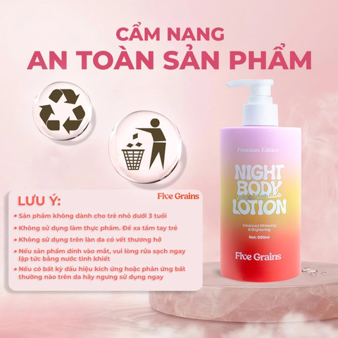 Sữa Dưỡng Thể Sáng Da Cấp Ẩm Ban Đêm Five Grains Niacinamide Night Body Lotion 500ml (Premium Edition)