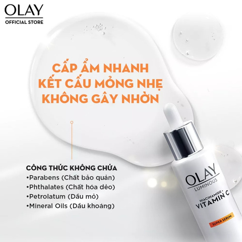 Serum Mờ Vết Thâm, Đốm Nâu, Dưỡng Sáng Da Olay Super Serum Luminous Niacinamide + Vitamin C 30ml