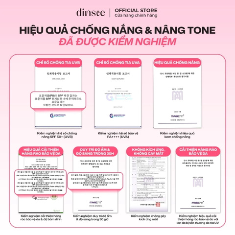 Kem Chống Nắng Thuần Chay Nâng Tông Sáng Hồng Dinsee Premium Vegan Tone Up Sunscreen SPF50+ 50ml