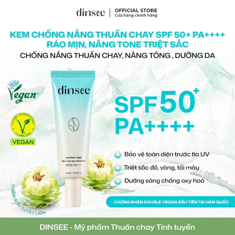 Kem Chống Nắng Dinsee Premium Vegan Blue Tone Up Sunscreen SPF50+ 50ml