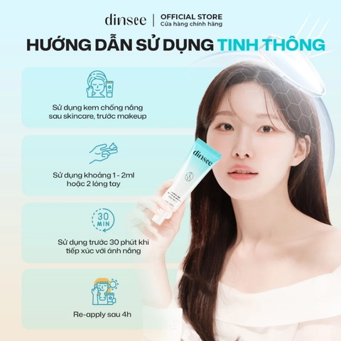 Kem Chống Nắng Dinsee Premium Vegan Blue Tone Up Sunscreen SPF50+ 50ml