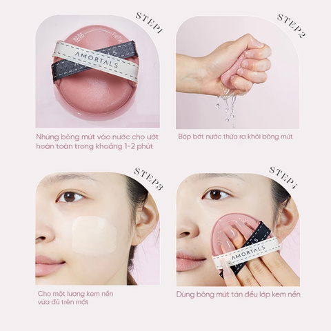 Set 3 Bông Mút Tán Kem Nền Dạng Lỏng Amortals TieTie Powder Puff Set