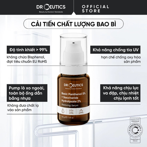 Tinh Chất DrCeutics Phục Hồi Da Basic Panthenol 5% + Saccharide Hydrolysate 2% Restoring 40g
