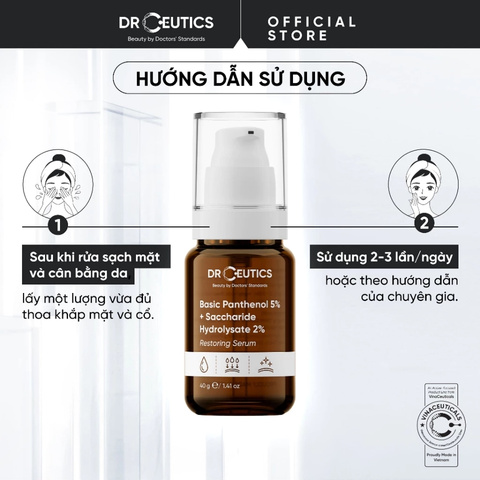 Tinh Chất DrCeutics Phục Hồi Da Basic Panthenol 5% + Saccharide Hydrolysate 2% Restoring 40g