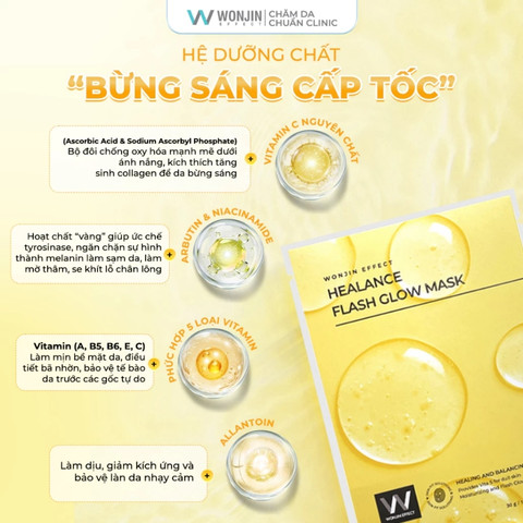 Mặt Nạ Giấy Wonjin Effect Healance Flash Glow Mask 30g (Mẫu Mới)