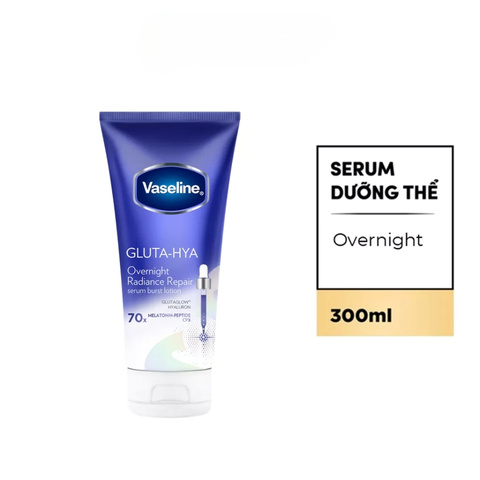 Dưỡng Thể Vaseline Sáng Da Ban Đêm Gluta-Hya Serum Burst Lotion 70X 300ml (Mẫu Mới)