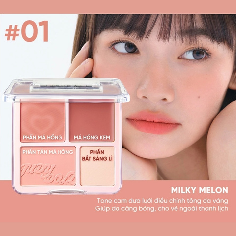 Bảng Má Hồng Và Bắt Sáng 4 Ô Judydoll Blush & Highlight Palette 9g