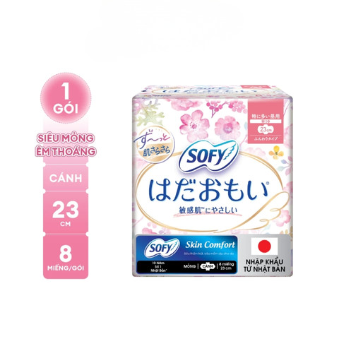 Băng Vệ Sinh Sofy Skin Comfort Siêu Mỏng Cánh (Hồng) 23cm