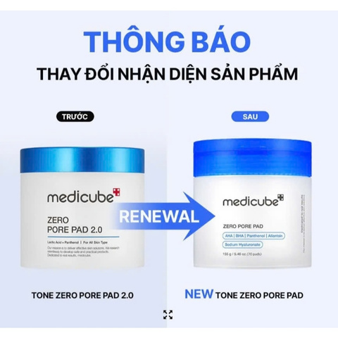Toner Pad Hỗ Trợ Thu Nhỏ Lỗ Chân Lông, Mềm Mịn Da Medicube Zero Pore Pad 2.0 (70 Miếng) (Mẫu Mới) (Nhập Khẩu)