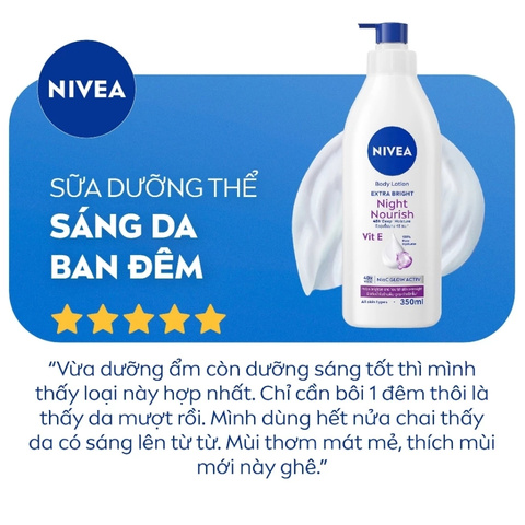Sữa Dưỡng Thể Nivea Làm Sáng & Săn Chắc Da Ban Đêm Extra Bright Night Nourish (Tím)