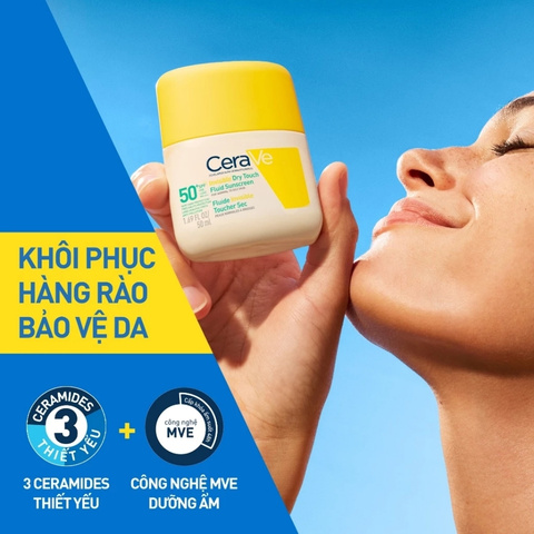 Sữa Chống Nắng Cerave Giảm Dầu Mỏng Nhẹ Khô Thoáng Invisible Dry Touch Fluid SPF50+ 50ml