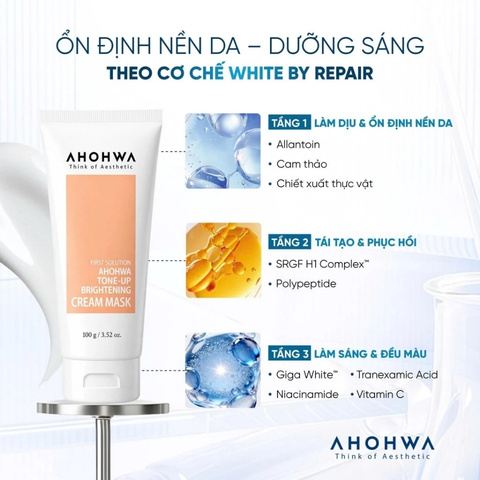 Mặt Nạ Kem Ủ Trắng Ahohwa Tone-Up Brightening Cream Mask 100g (Nhập Khẩu)