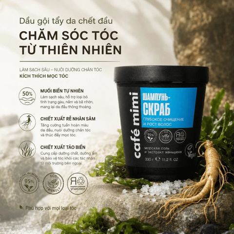 Dầu Gội Tẩy Tế Bào Chết Da Đầu Cafe Mimi Nga 330g (Nhập Khẩu)