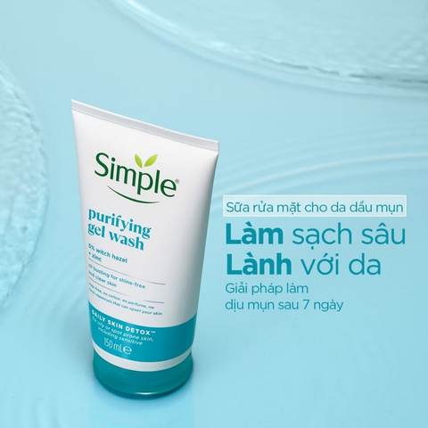 Gel Rửa Mặt Simple Kiềm Dầu, Ngừa Mụn Cho Da Nhạy Cảm Purifying Gel Wash 150ml