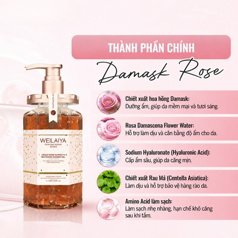 Sữa Tắm Trắng Da Weilaiya Grand Rose Extracts Whitening Shower Gel