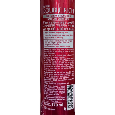 Keo Giữ Nếp Tóc Double Rich Hair Spray Strong Hold 170ml