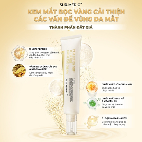 Kem Dưỡng Mắt Sur.Medic Cải Thiện Nếp Nhăn, Mờ Thâm Perfection 100™ All In One Facial Eye Cream 35ml