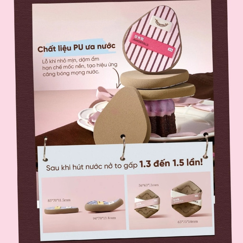 Bộ 6 Dụng Cụ Trang Điểm Amortals Ok Base Makeup Tools (3 Bông Mút + Cọ Tán Nền Tiên Cá + Giấy Pha Nền + Hộp Đựng)