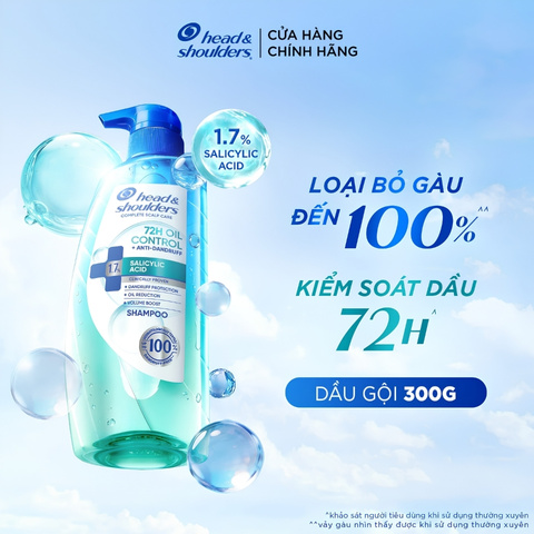 Dầu Gội Kiềm Dầu Head & Shoulders 72H Oil Control Anti-Dandruff 1.7% Salicylic Acid Shampoo 480g