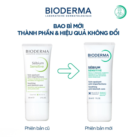 Kem Dưỡng Ẩm Bioderma Dành Cho Da Mụn Sebium Sensitive 30ml (Mẫu Mới)